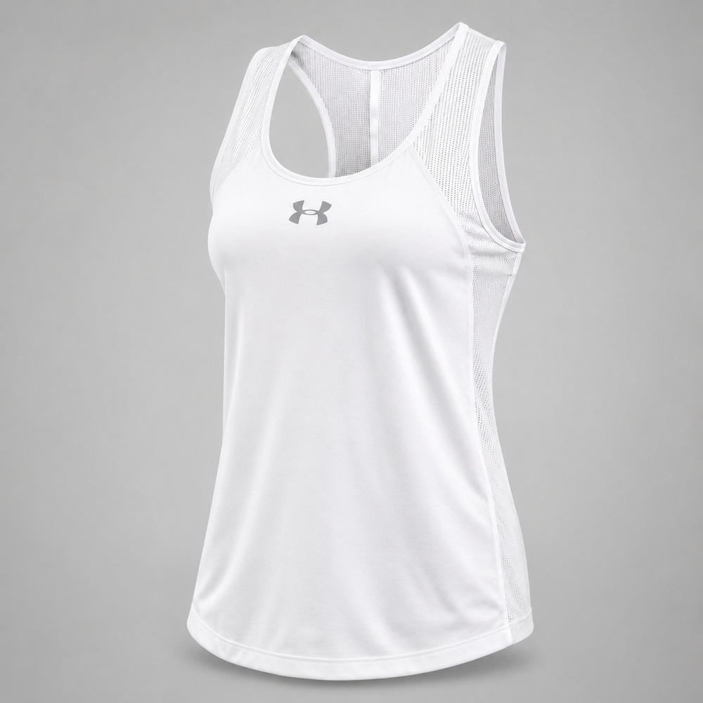 Under Armour Game Time Racerback Tank Womens XL White HeatGear Athleisure NWT